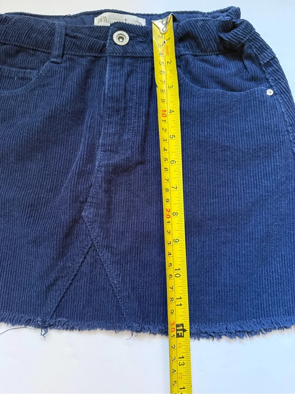 Zara Kids Navy Corduroy Raw Hem Mini Skirt Size 9